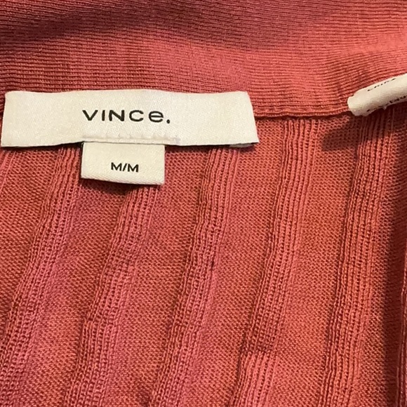 Vince Elbow Sleeve Polo Cotton Rose Size Medium - Picture 8 of 8